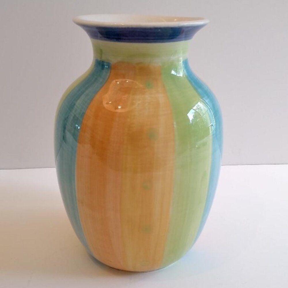 Vintage Andrea by Sadek Striped Multi-Color Porcelain Vase